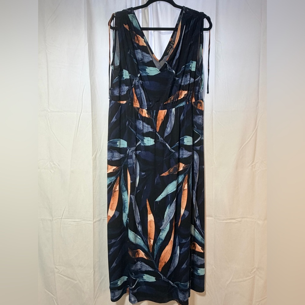 IMAN Navy and Orange Maxi Dress